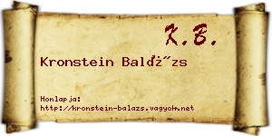 Kronstein Balázs névjegykártya